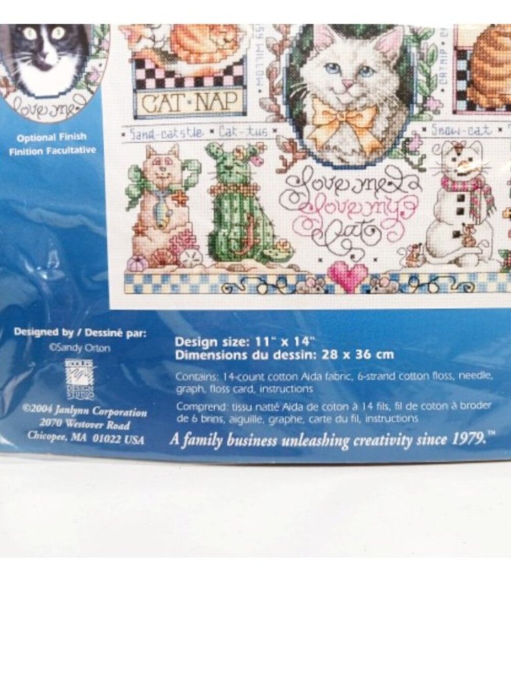 2004 Janlynn Cats Cross Stitch Kit, 14 count cotton - Picture 4 of 6